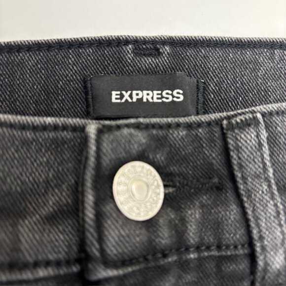 Express 90's Boot High Rise Distressed Women's size 0P Black Denim Jeans - Picture 2 of 4